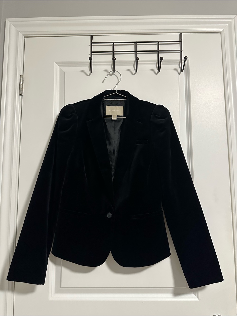 Banana Republic Black Velvet Blazer with Single Button
